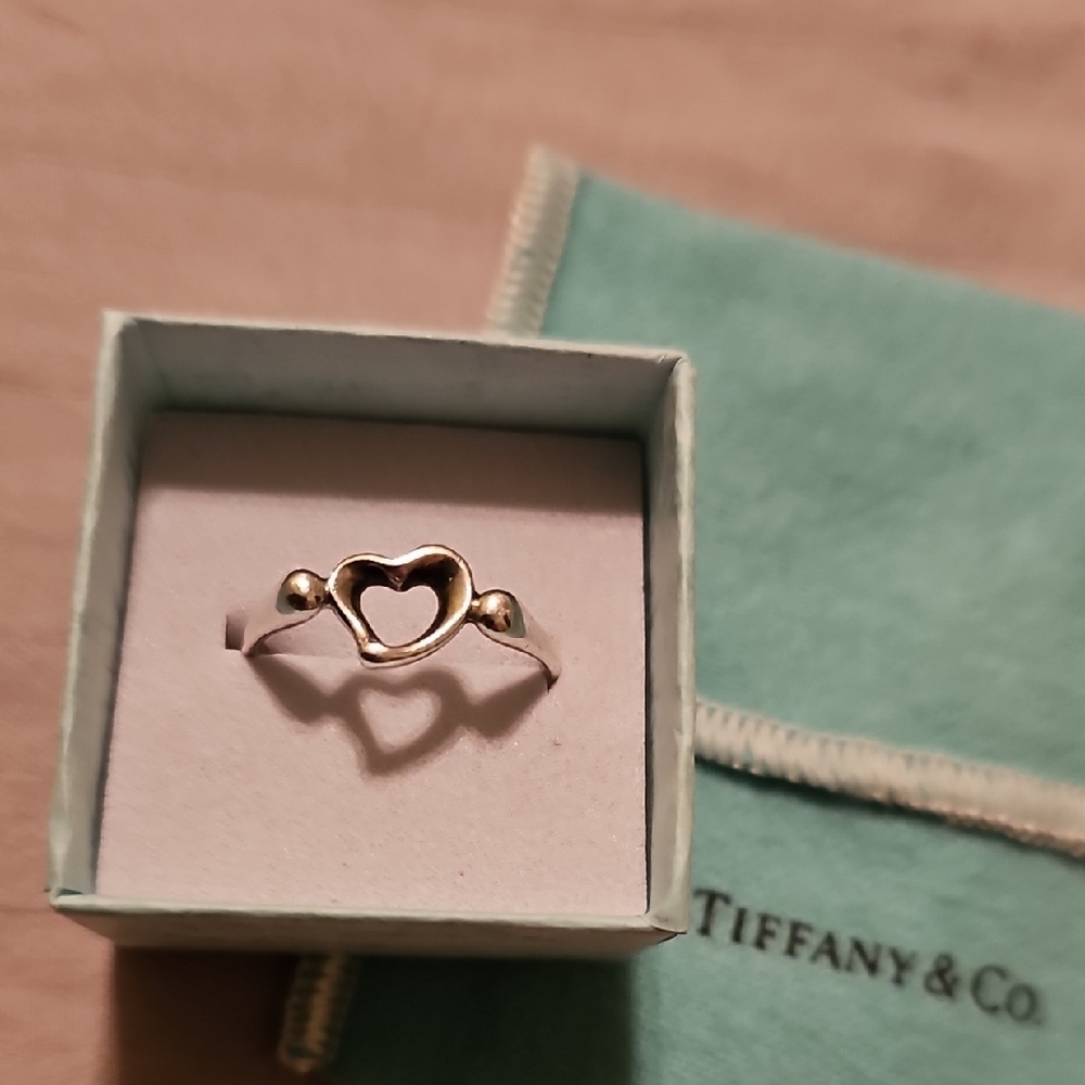 Tiffany & Co. 925 Serling Silver Elsa Peretti Heart Ring Sz 8.5 FIRM ON PRICE